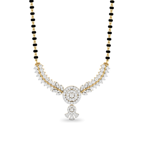 L A CELESTIAL GOLD NECKLACE WITH MANGALSULTRA PENDANT AND BLACK PEARLS - Image 5