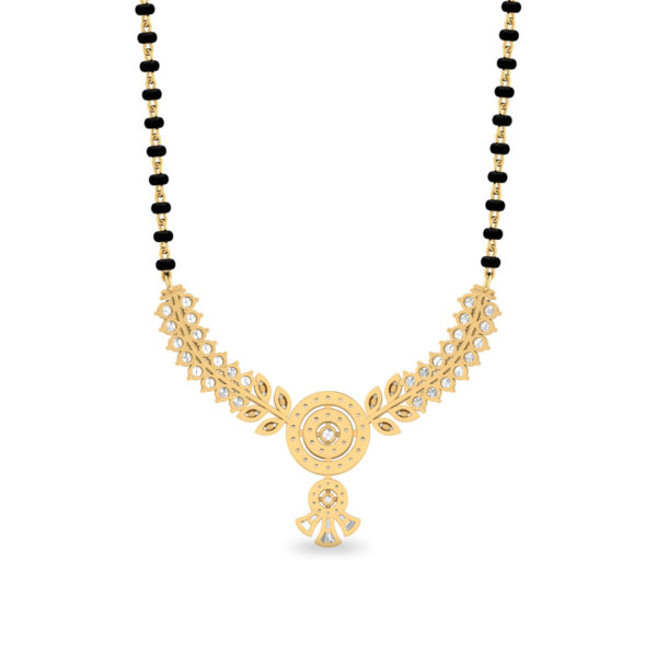 L A CELESTIAL GOLD NECKLACE WITH MANGALSULTRA PENDANT AND BLACK PEARLS - Image 3