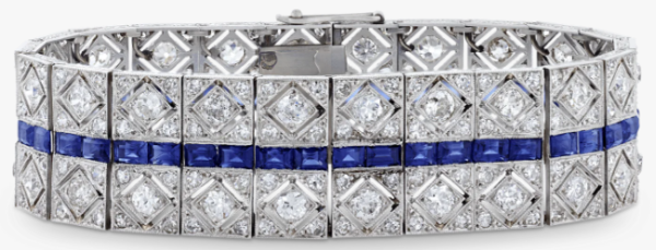 L A Art Deco Diamond and Sapphire Bracelet