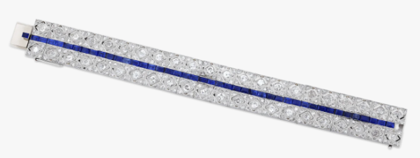 L A Art Deco Diamond and Sapphire Bracelet - Image 3