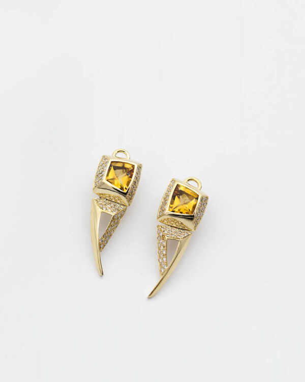 lemon topaz earrings with 8ct white gold and 0.2ct diamond accents