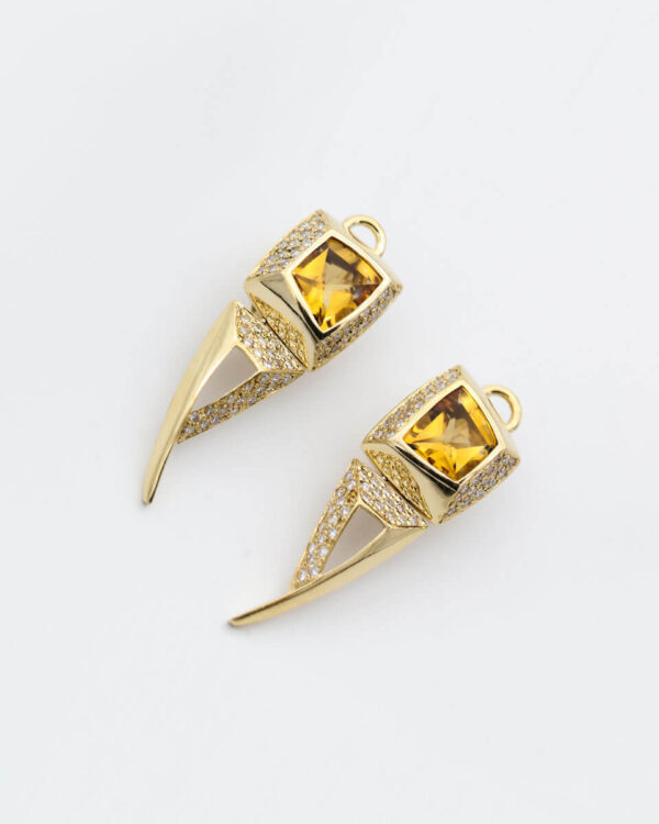 lemon topaz earrings with 8ct white gold and 0.2ct diamond accents - Image 3