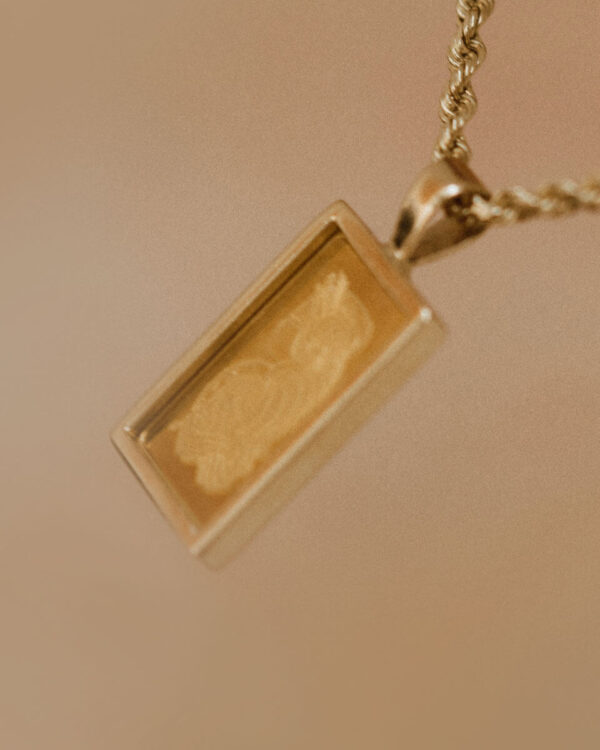 VINTAGE INGOT PENDANT WITH 18CT GOLD NECKLACE - Image 3