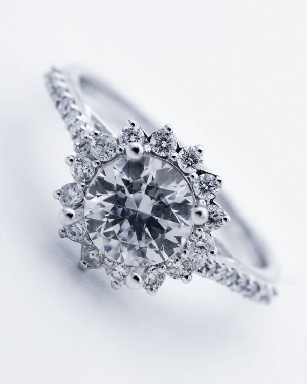 Cushion Shaped Halo 22ct Diamond Ring - Image 3